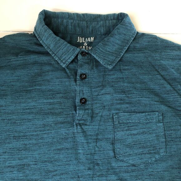 Julian & Mark Pocket Polo 1/4 Button Heather Blue Teal Size Large - Picture 8 of 10